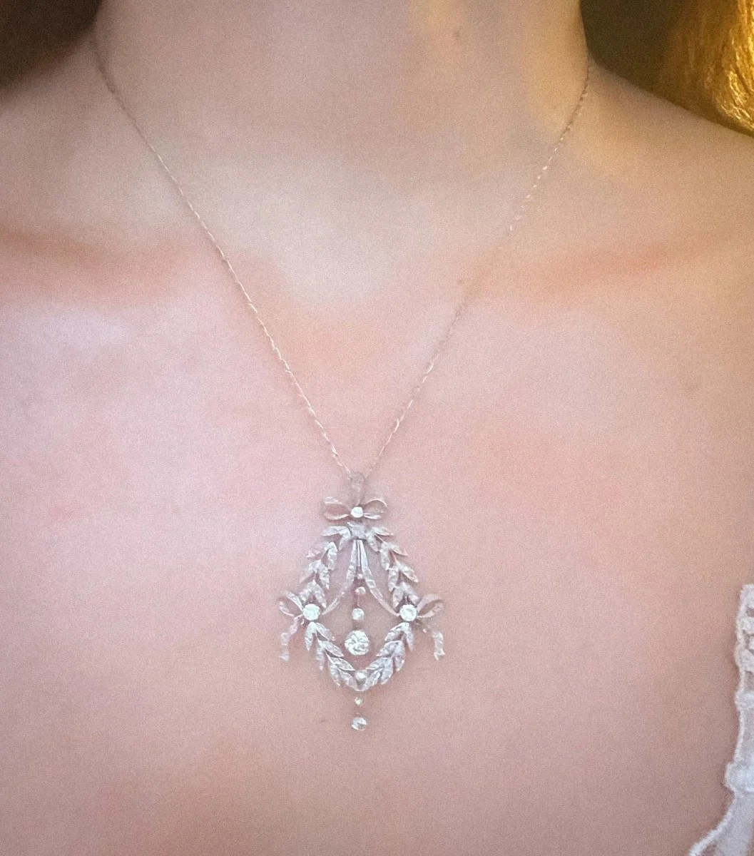 Pendentif corbeille en diamant et platine - Image 5