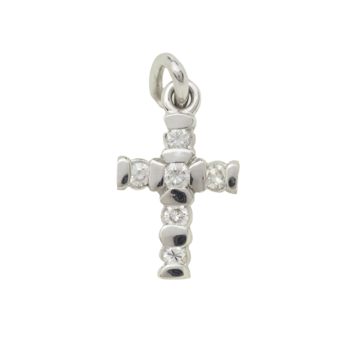 Pendentif Croix en or blanc et diamants