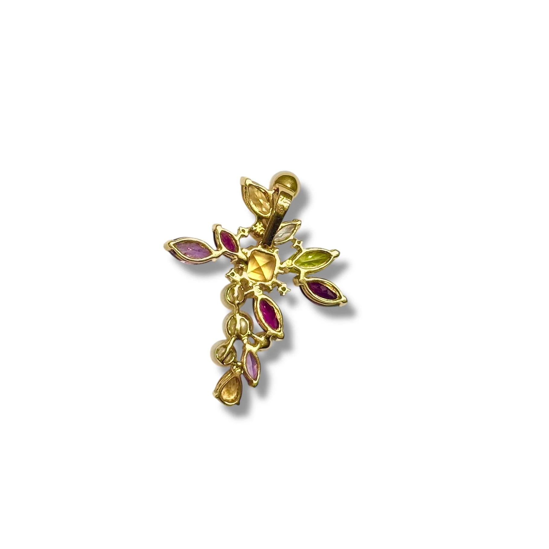 Pendentif CHRISTIAN LACROIX en or jaune, citrine, péridot, aigue-marine, rhodolites, améthystes, perles et diamants - Image 8