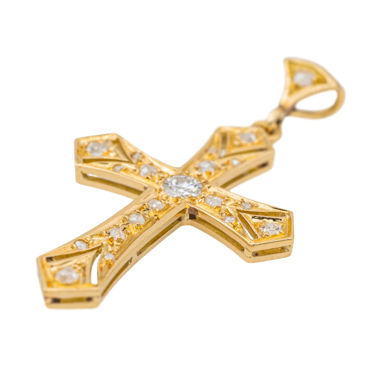 Pendentif Croix Or jaune Diamant - Image 3