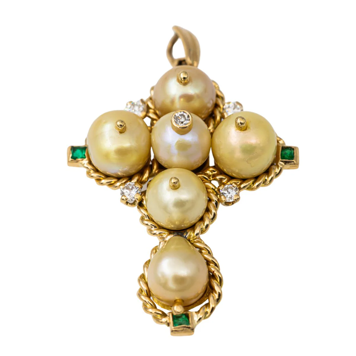 Pendentif Croix en Or jaune et Perle
