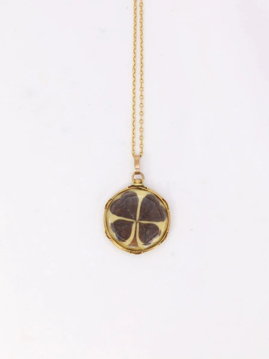 Pendentif de sentiment victorien en or et cheveux, 19ème siècle