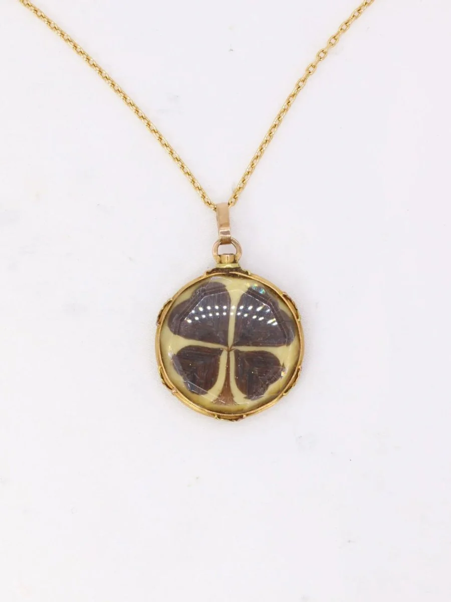 Pendentif de sentiment victorien en or et cheveux, 19ème siècle - Image 4