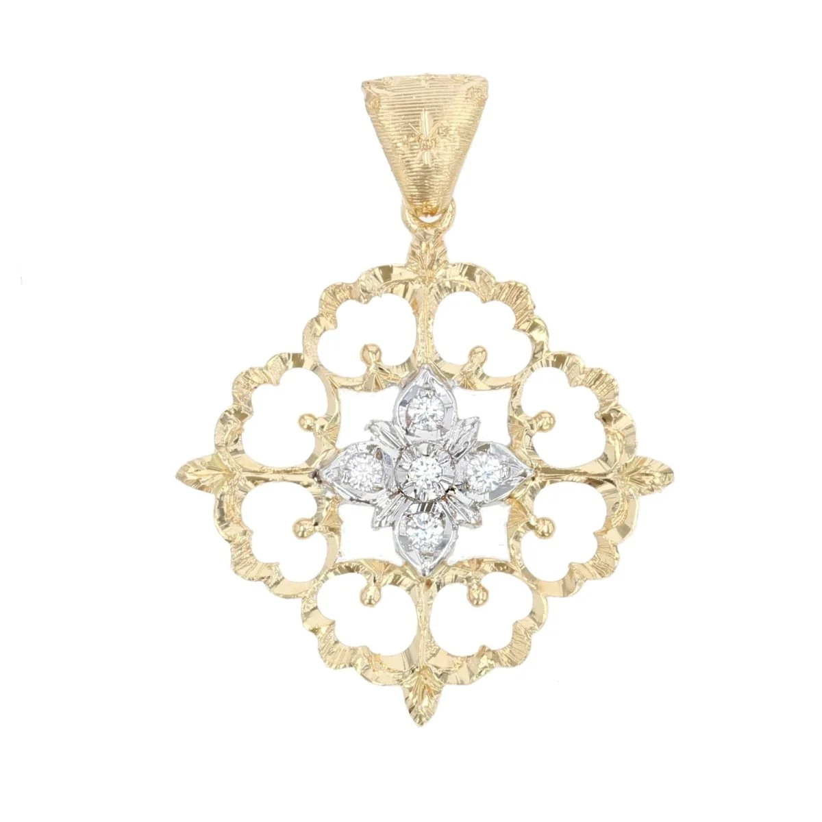 Pendentif en or jaune, or blanc et diamants