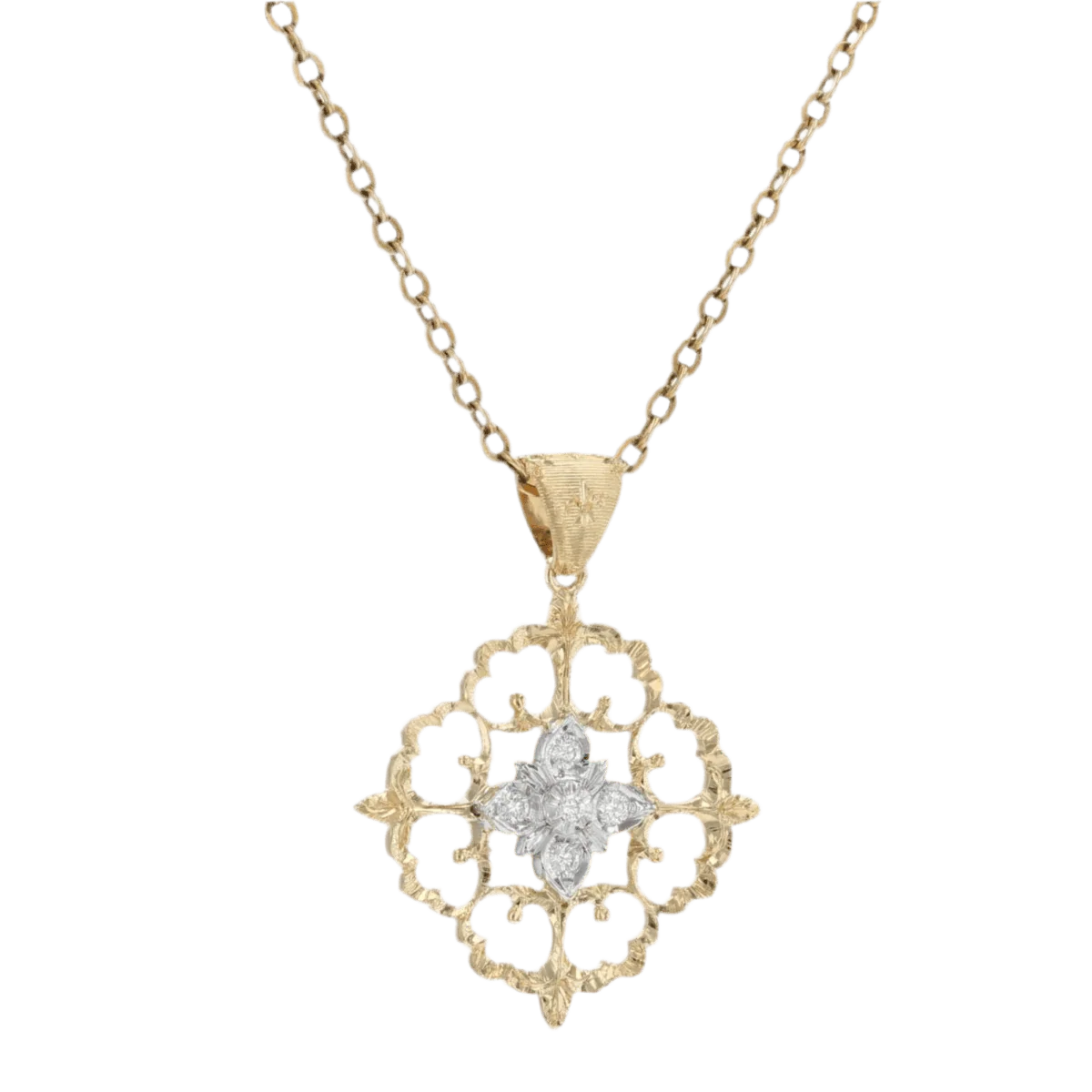 Pendentif en or jaune, or blanc et diamants - Image 4
