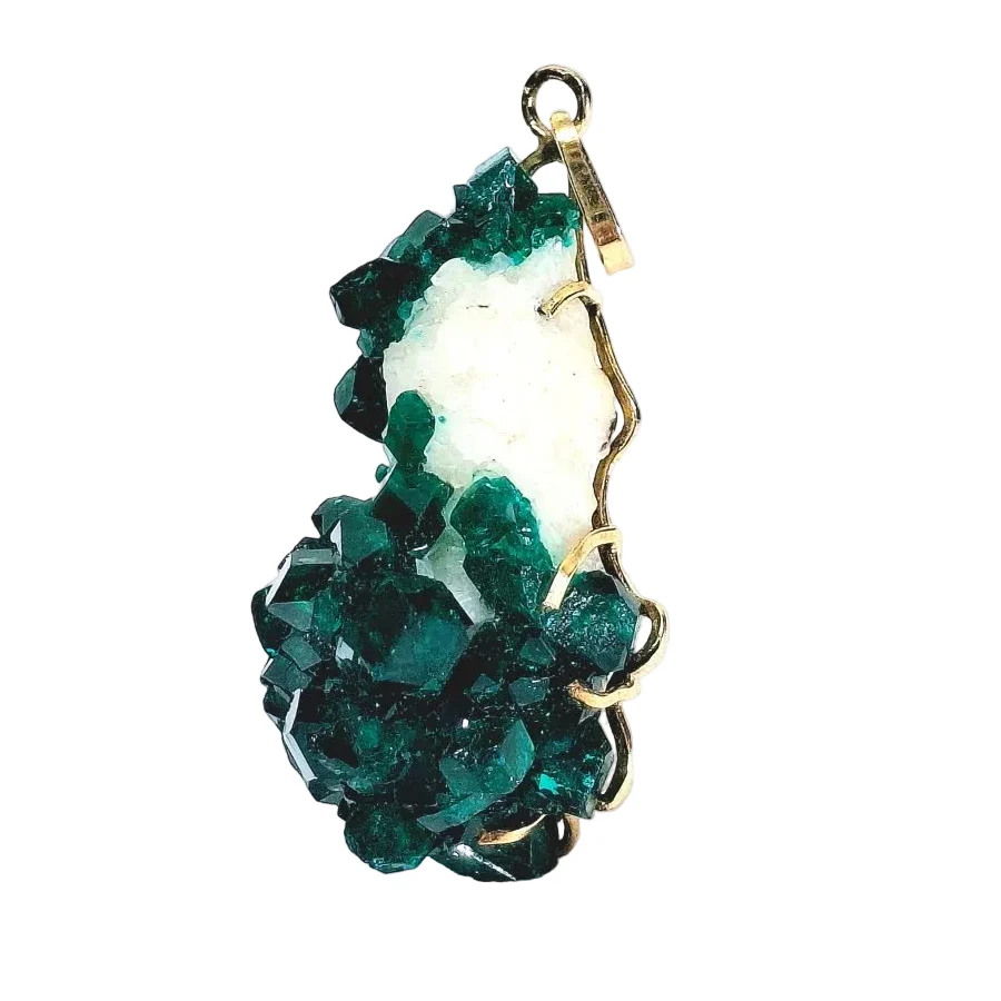 Pendentif en or rose, dioptase et améthyste - Image 3