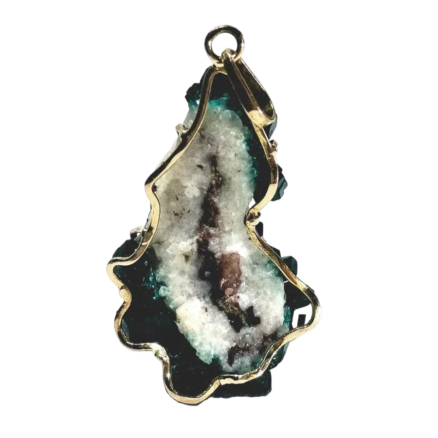 Pendentif en or rose, dioptase et améthyste - Image 4