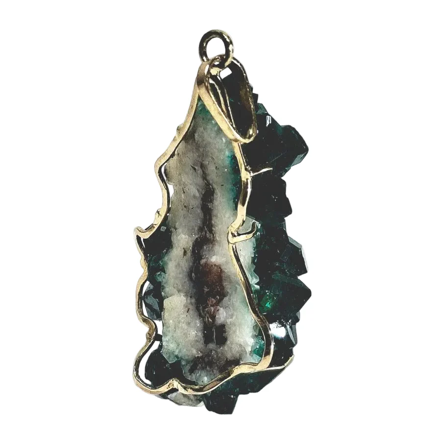 Pendentif en or rose, dioptase et améthyste - Image 5