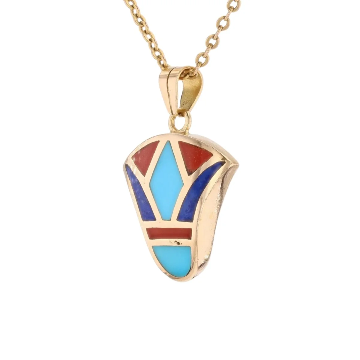 Pendentif égyptien en or jaune et émail - Image 4
