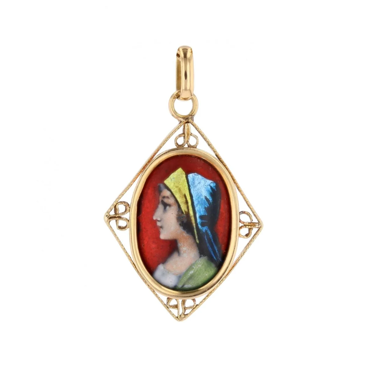 Pendentif en or jaune et émail