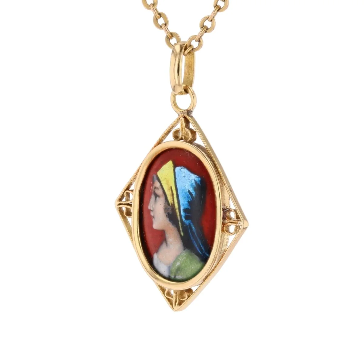 Pendentif en or jaune et émail - Image 3