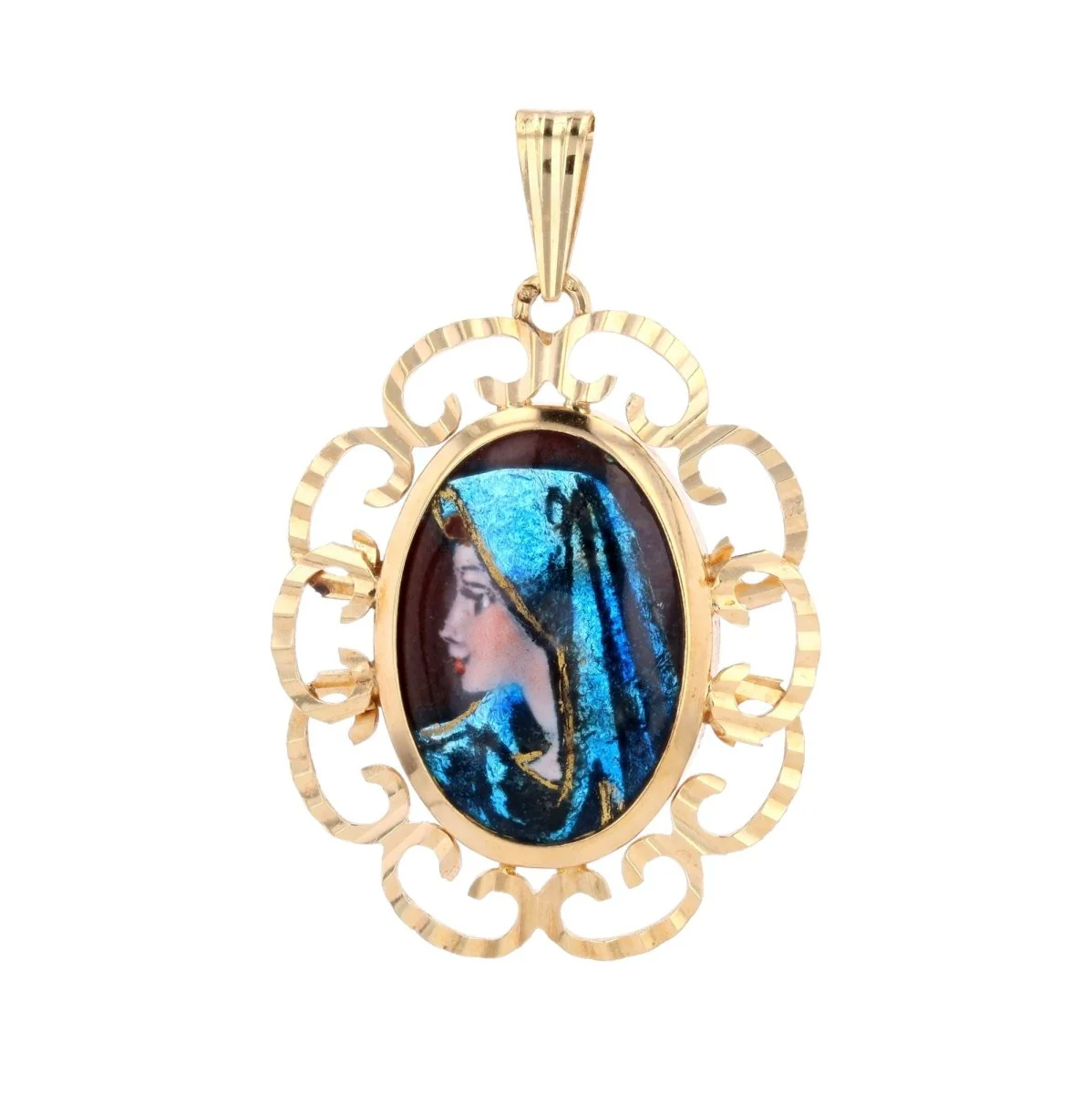 Pendentif en or jaune et émail