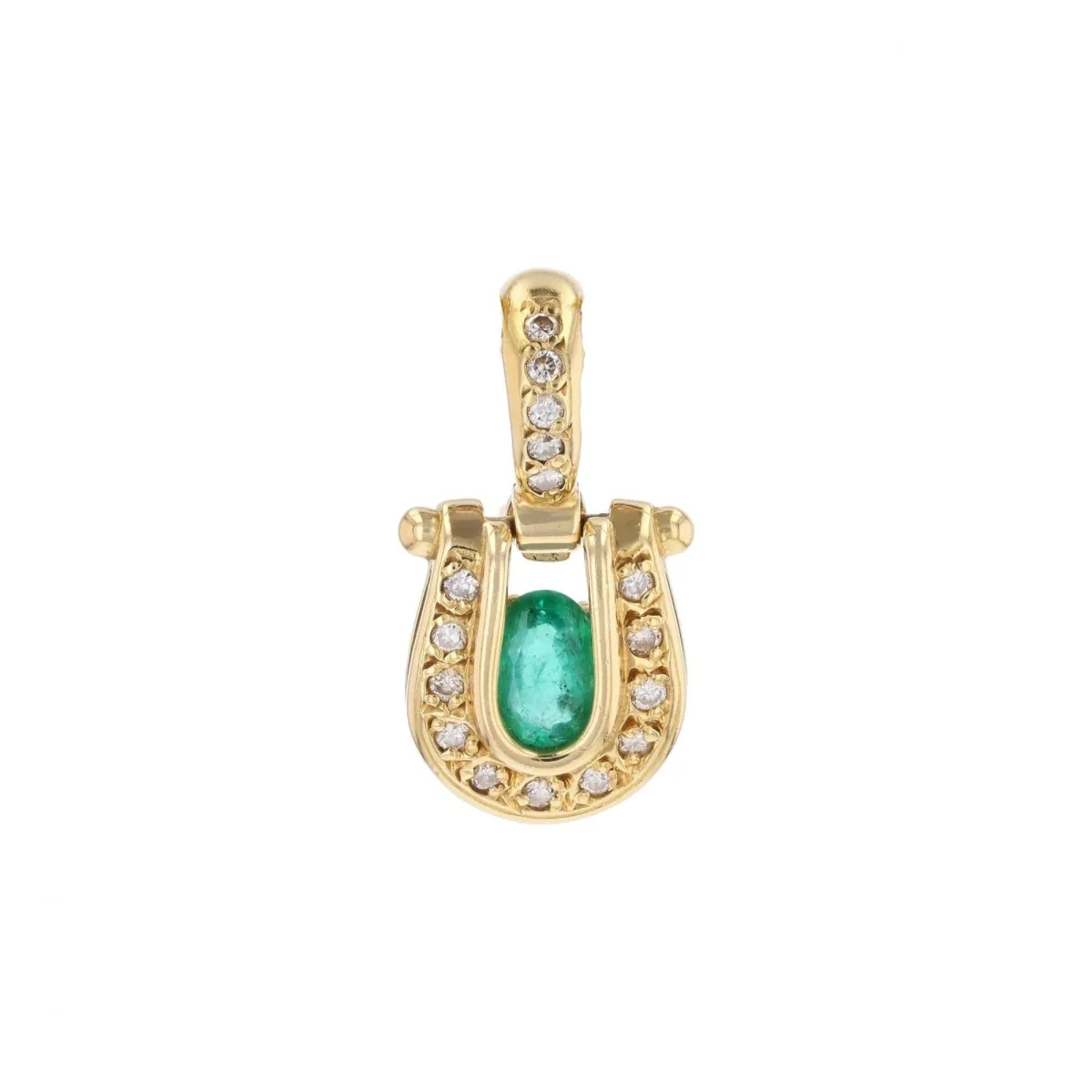 Pendentif en or jaune, émeraude et diamants