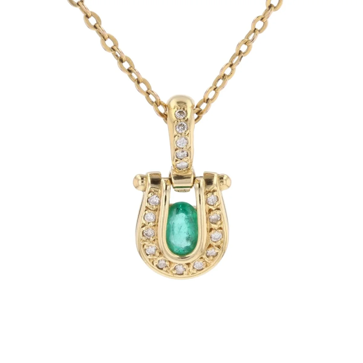 Pendentif en or jaune, émeraude et diamants - Image 4