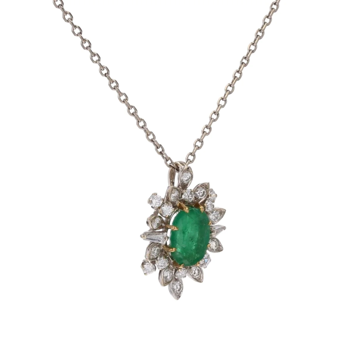 Pendentif en or blanc, émeraude et diamants - Image 3