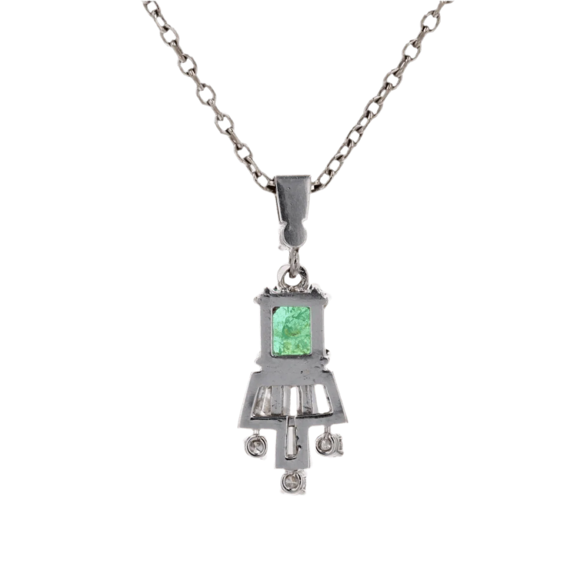 Pendentif en or blanc, émeraude et diamants - Image 4
