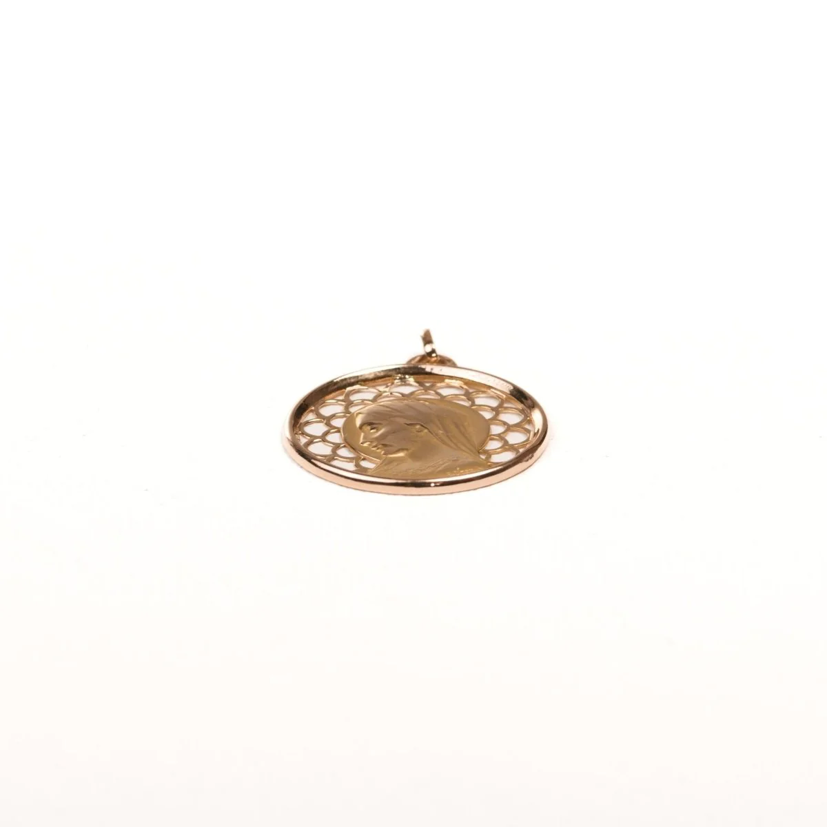 Médaille Vierge en or jaune et rose signée E.Dropsy - Image 3
