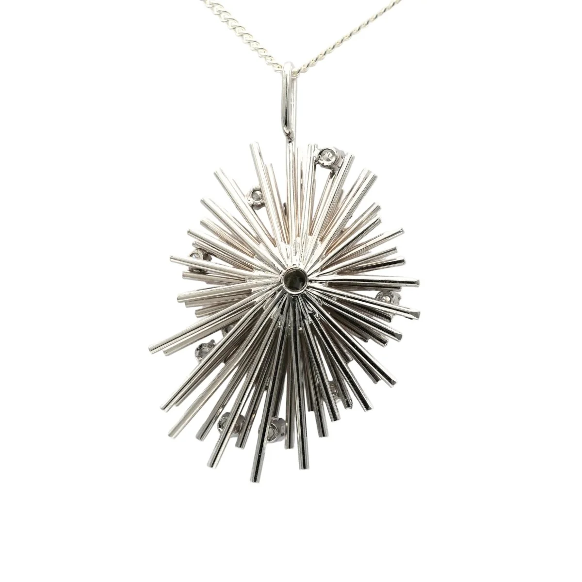 Pendentif en or blanc, émeraudes et diamants - Image 4
