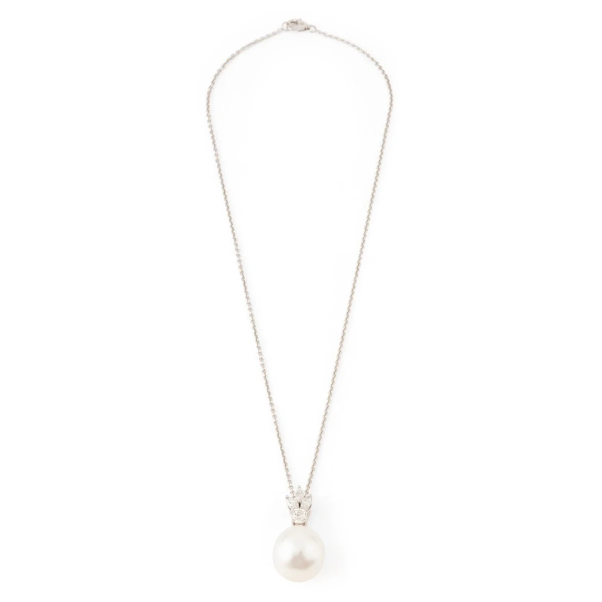 Collier Pendentif en or blanc, perle et diamants