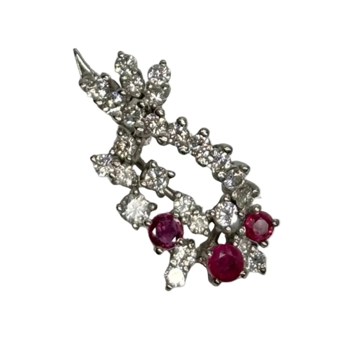 Pendentif en or blanc, rubis et diamants - Image 2