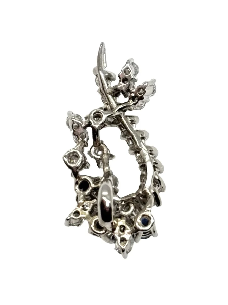 Pendentif en or blanc, saphirs et diamants - Image 3