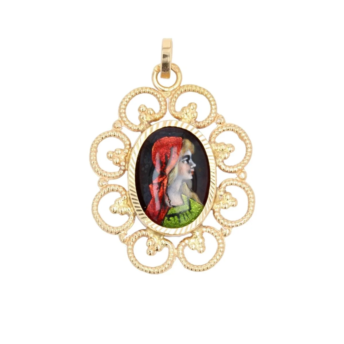 Pendentif en or jaune et émail