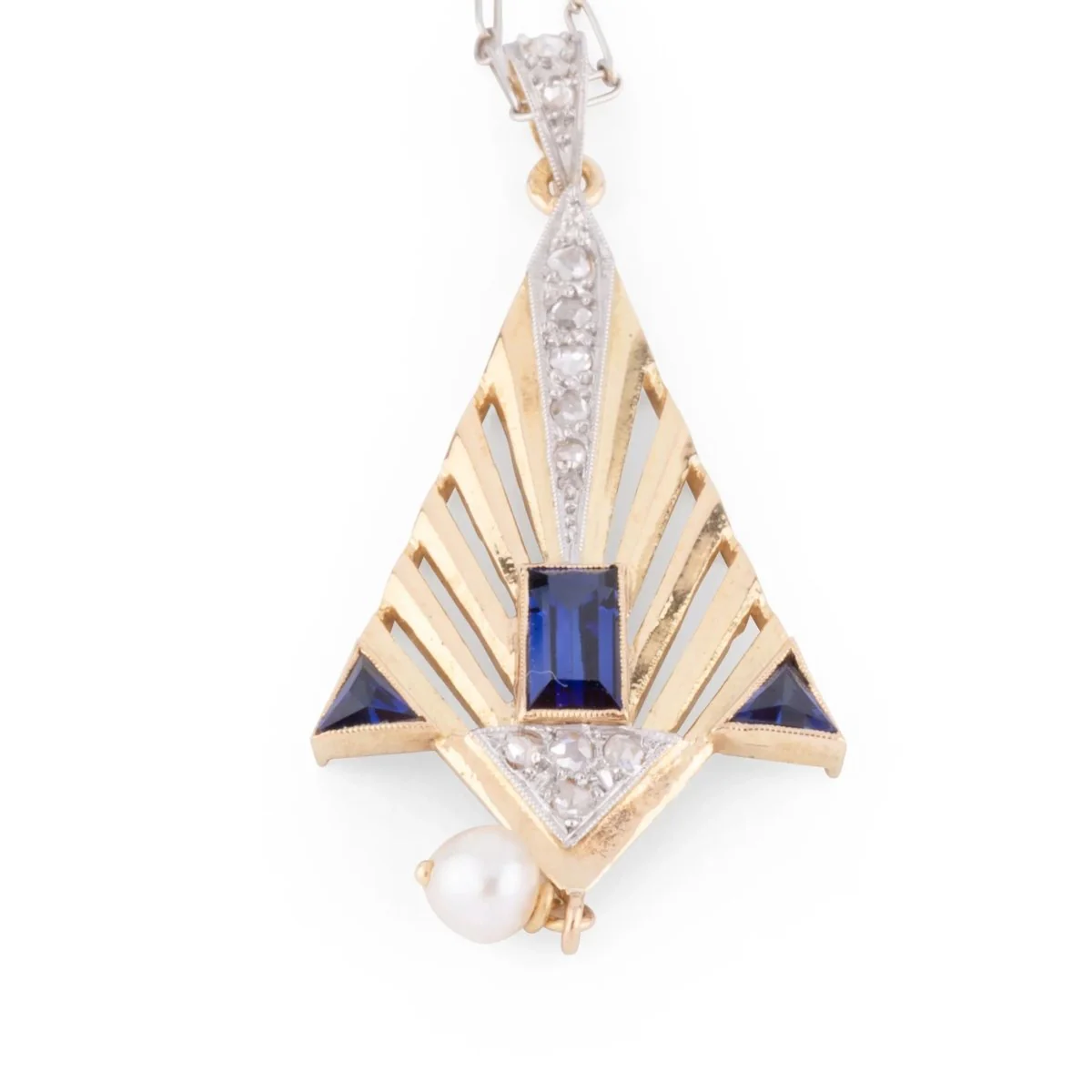 Pendentif en or et platine à décor géométrique - Image 2