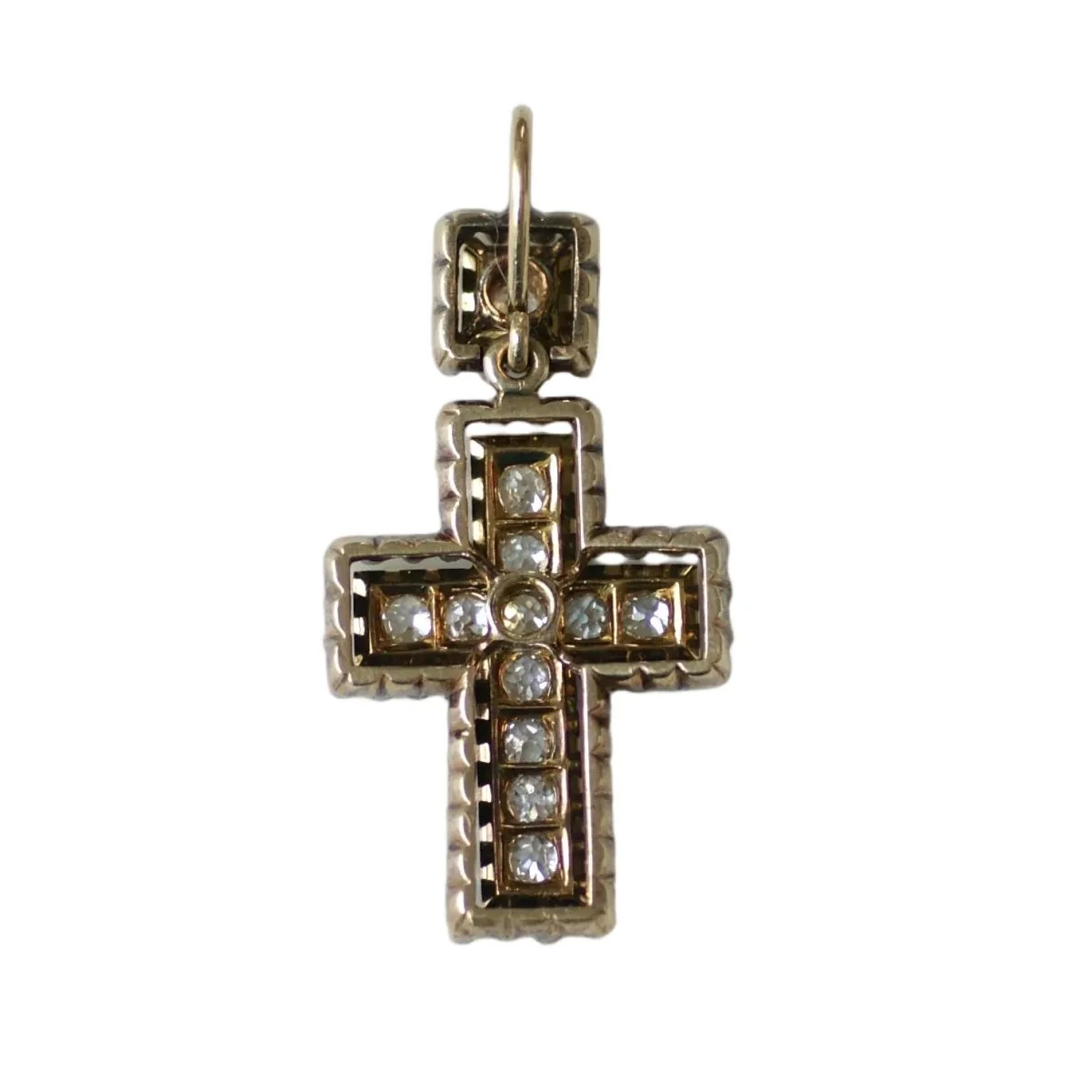 Pendentif en or jaune, argent, émail et diamants - Image 3