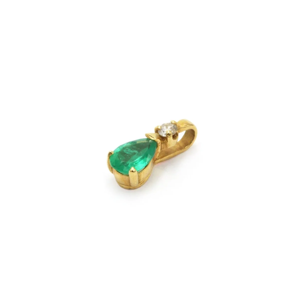 Pendentif en or jaune, émeraude et diamant - Image 3