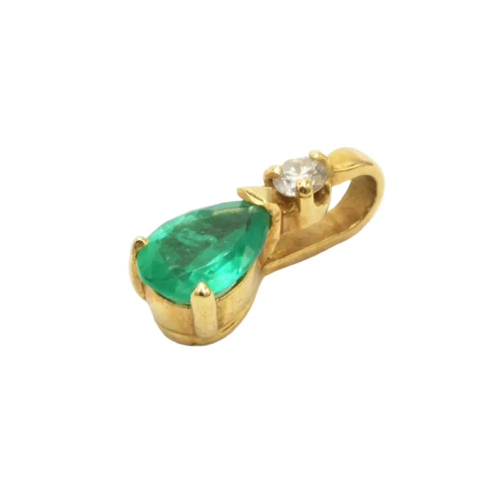 Pendentif en or jaune, émeraude et diamant - Image 6