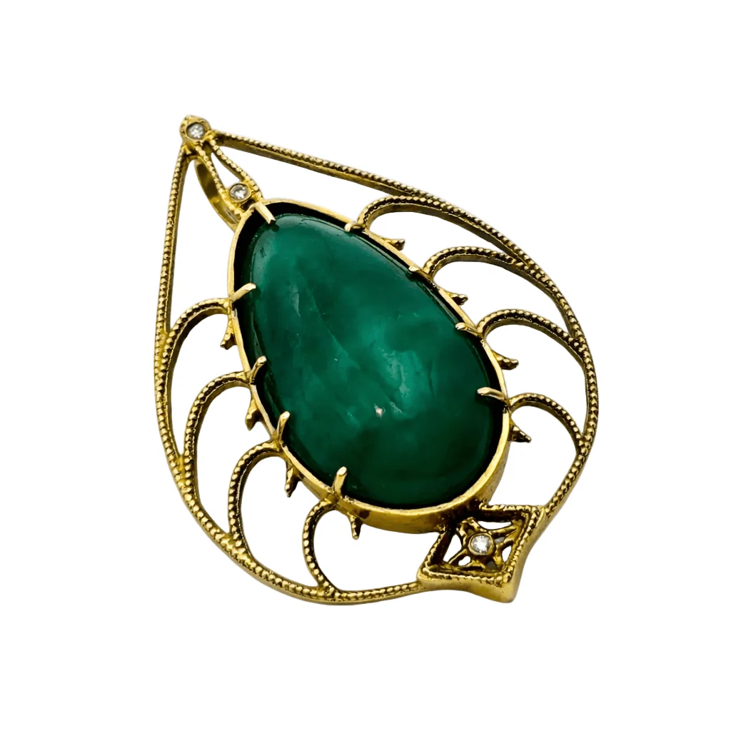 Pendentif en or jaune, émeraude et diamants