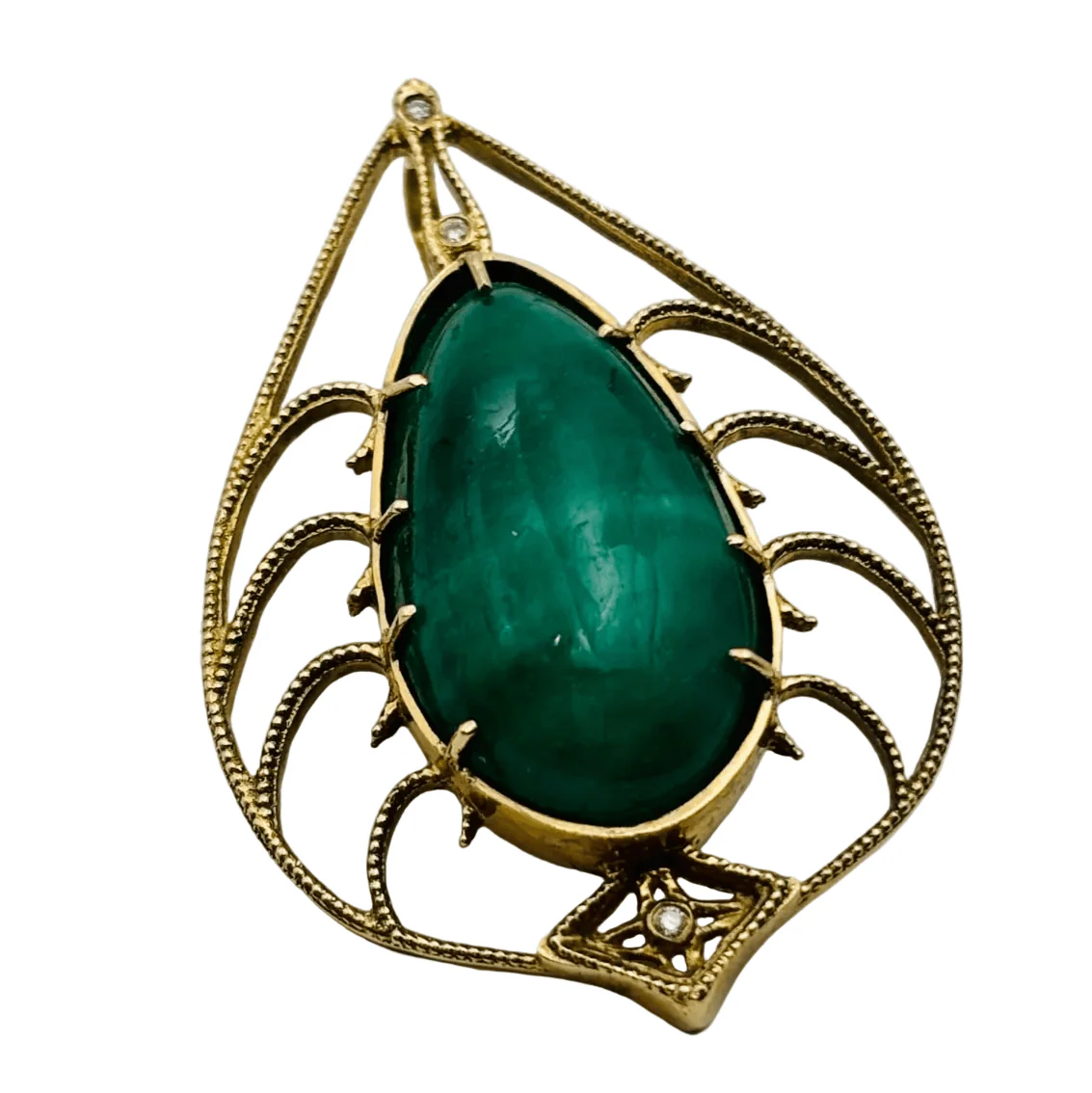 Pendentif en or jaune, émeraude et diamants - Image 4