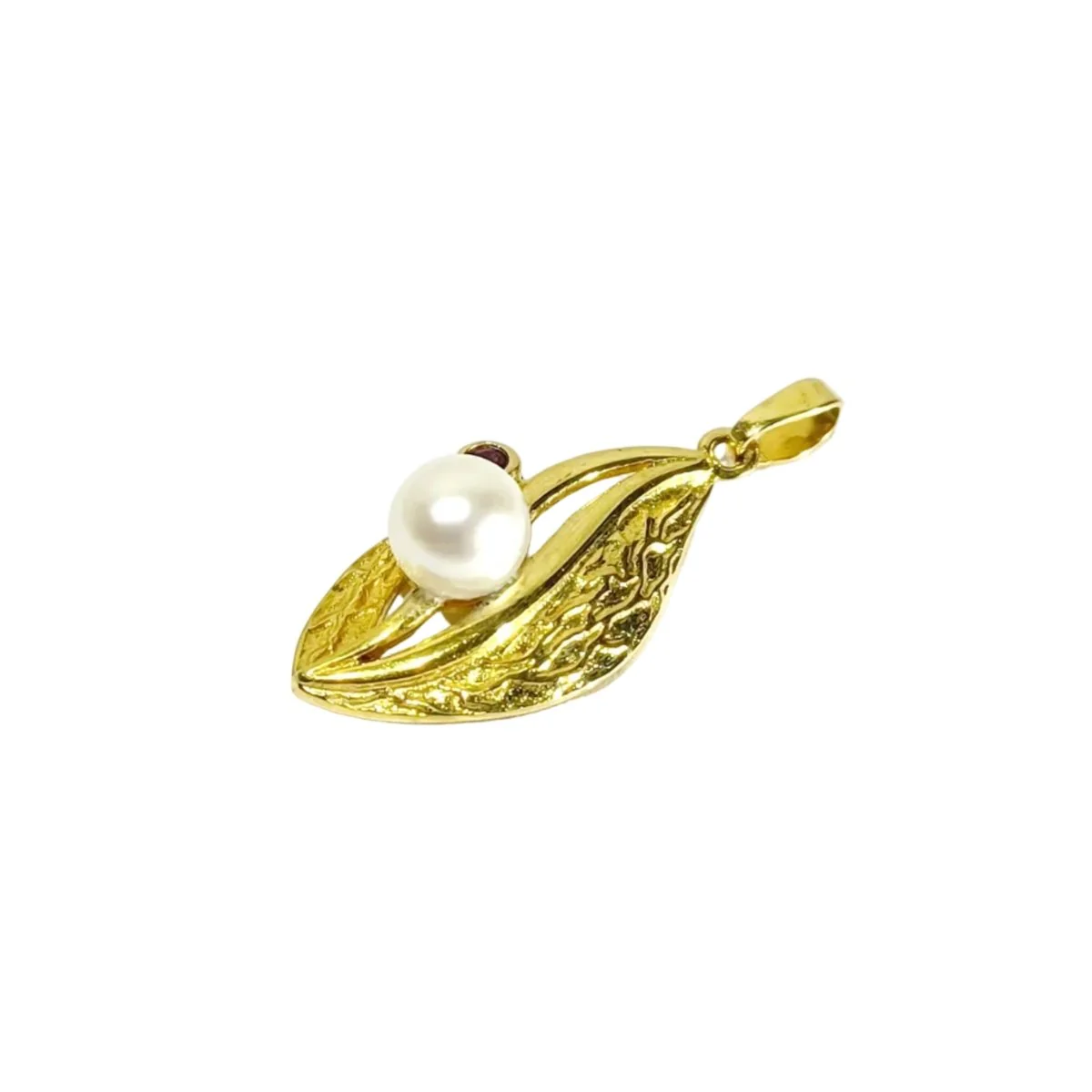 Pendentif en or jaune, perle et grenat - Image 3
