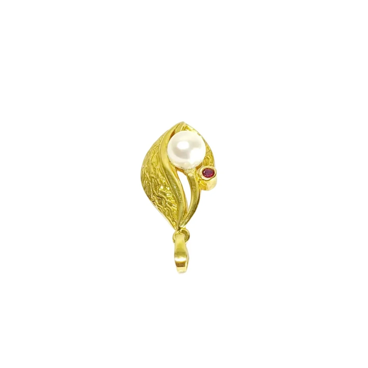 Pendentif en or jaune, perle et grenat - Image 4
