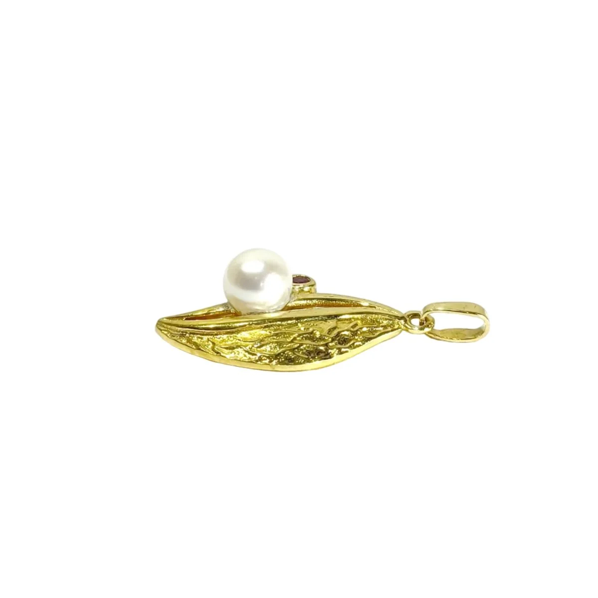 Pendentif en or jaune, perle et grenat - Image 5