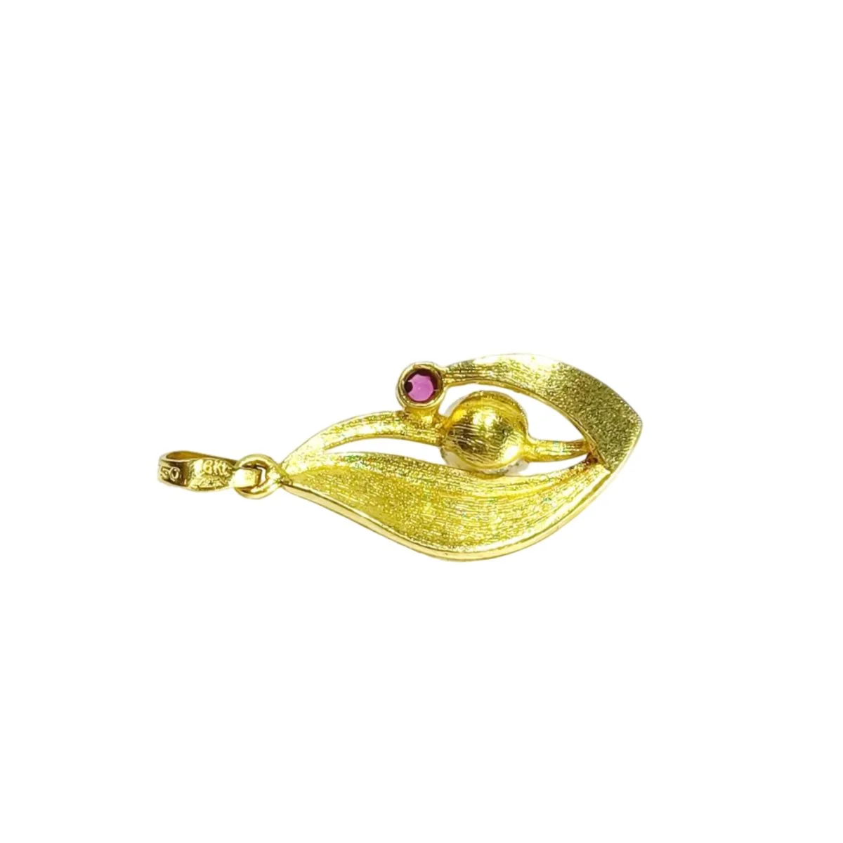 Pendentif en or jaune, perle et grenat - Image 6