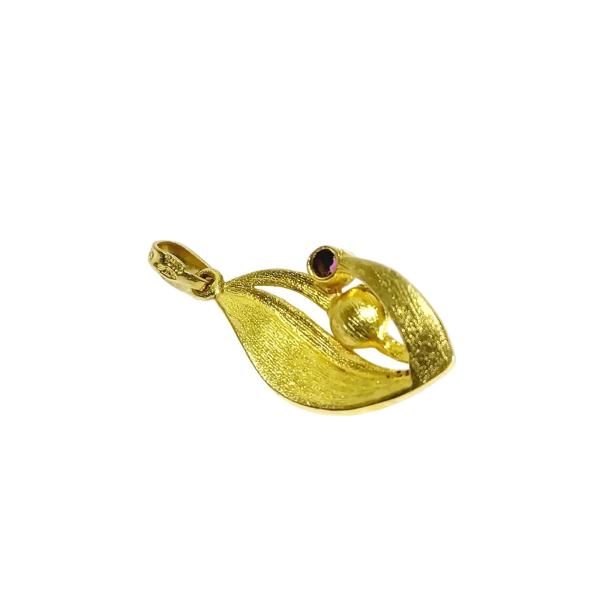 Pendentif en or jaune, perle et grenat - Image 7