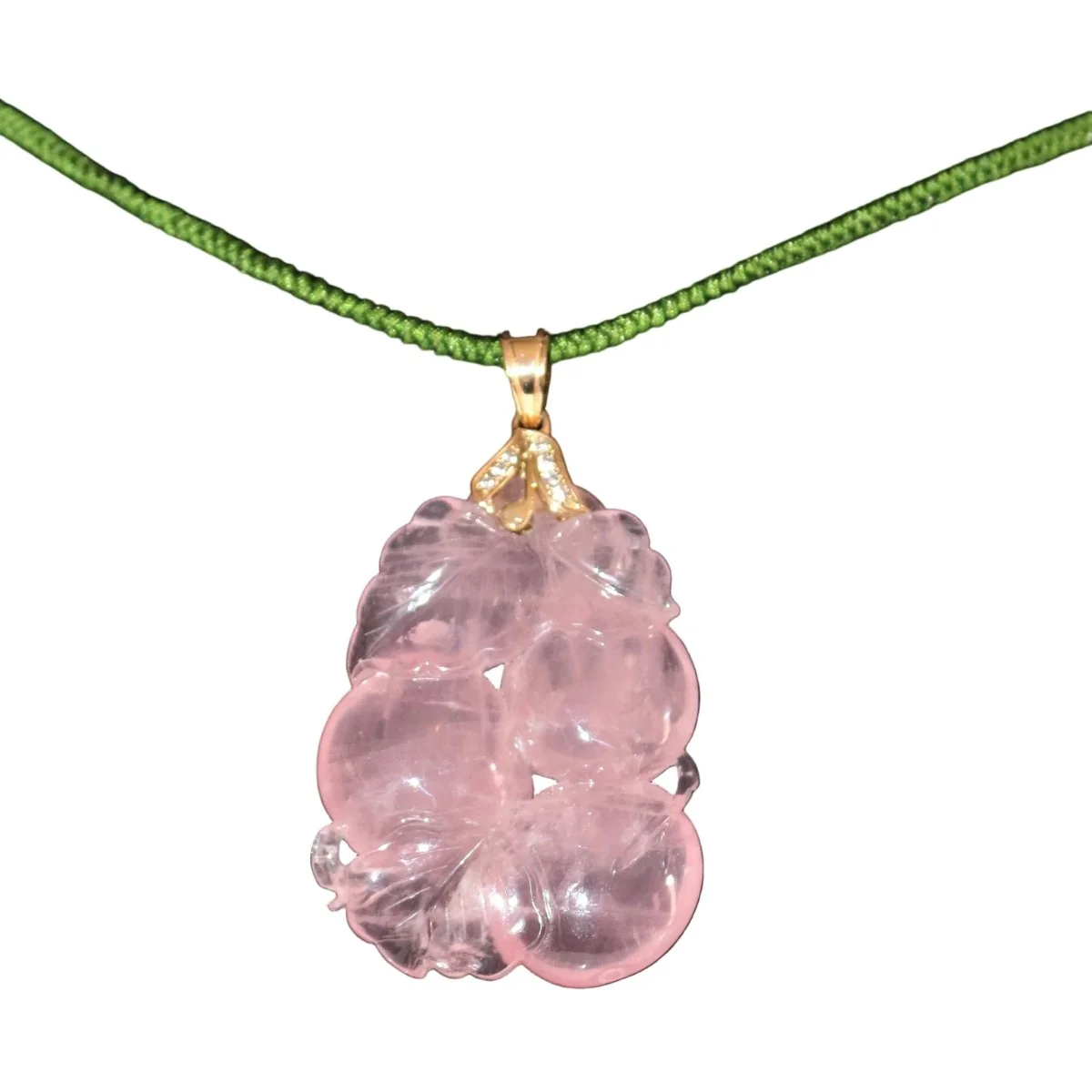 Collier Pendentif en or jaune, quartz et strass