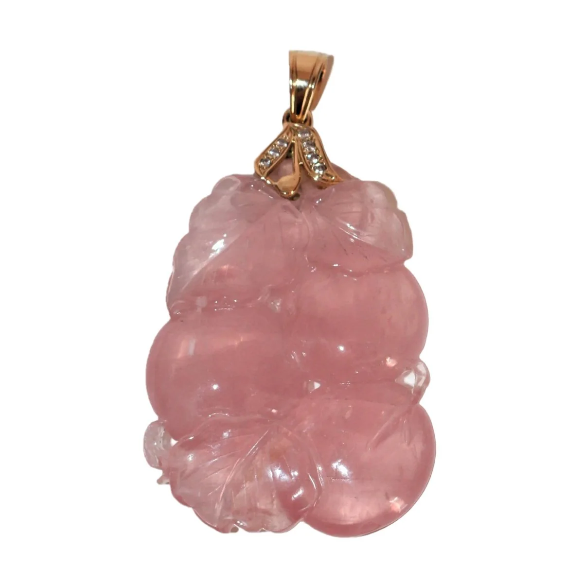 Collier Pendentif en or jaune, quartz et strass - Image 3