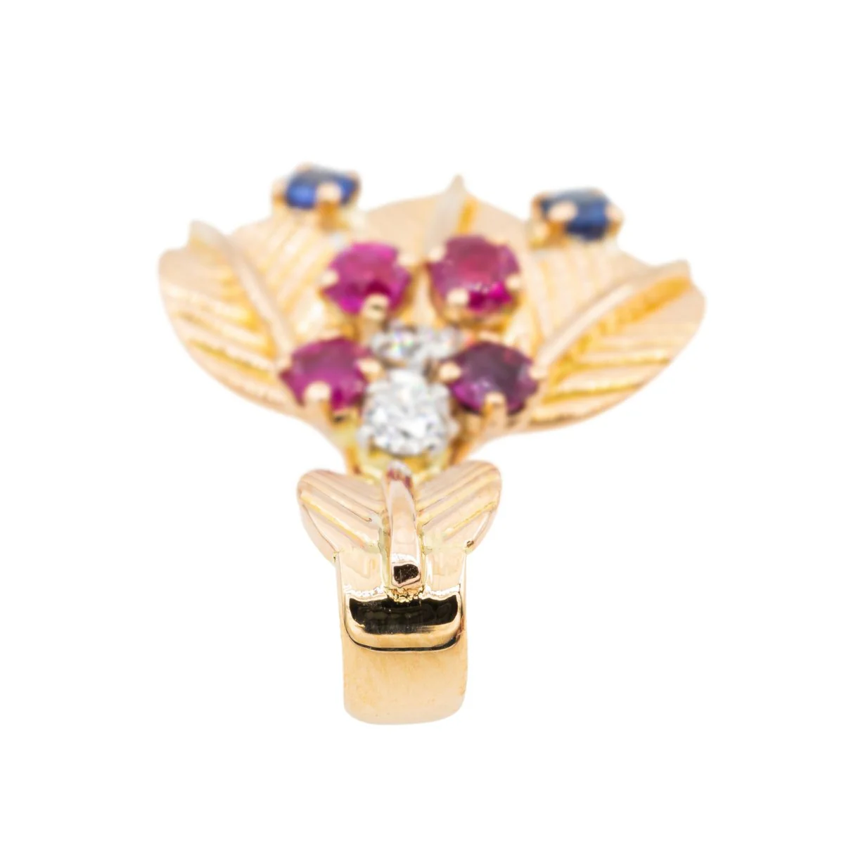 Pendentif Feuille en Or jaune et Diamant - Image 4