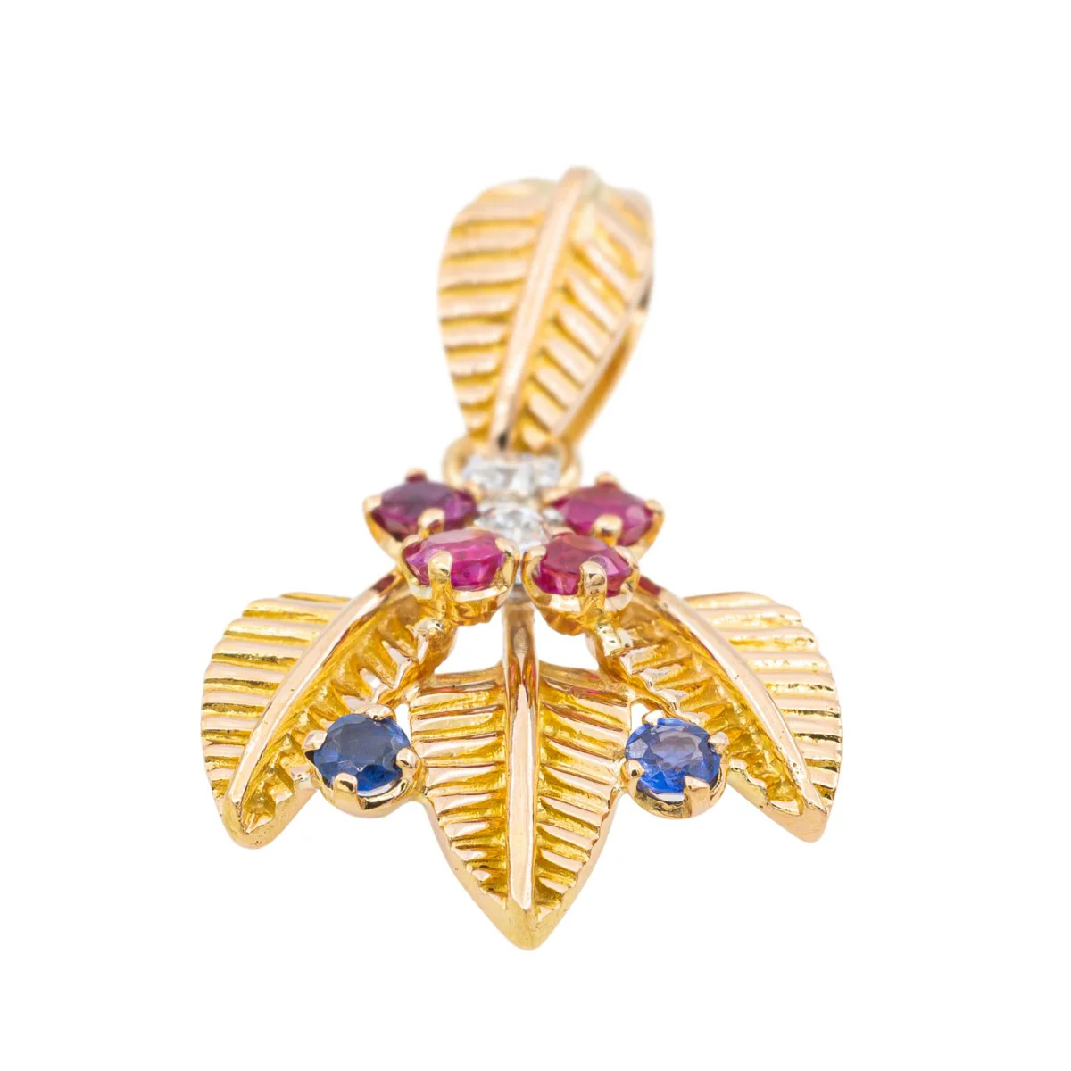 Pendentif Feuille en Or jaune et Diamant - Image 5