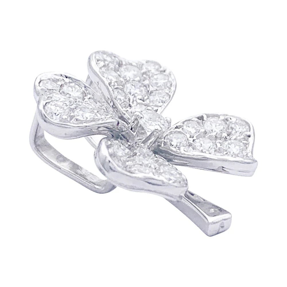 Pendentif Fred, "Trèfle", or blanc et diamants - Image 4