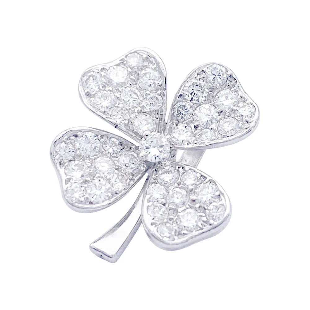 Pendentif Fred, "Trèfle", or blanc et diamants - Image 5