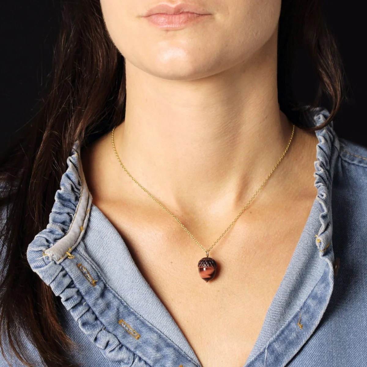 Pendentif en or jaune et oeil de tigre - Image 2