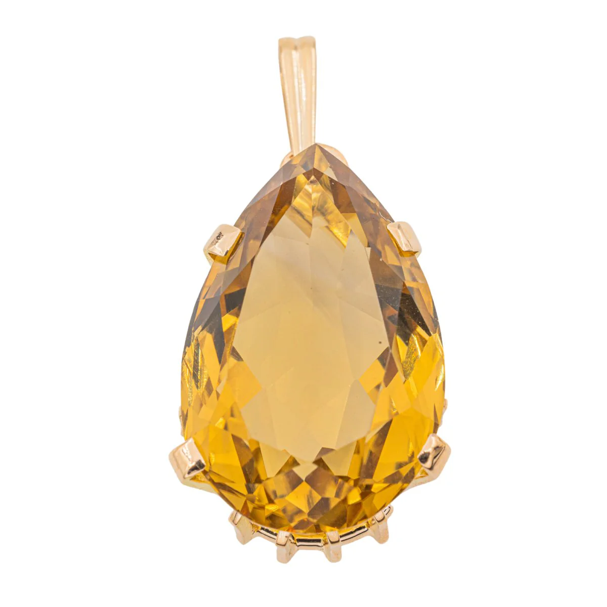 Pendentif Goutte en Or jaune et Citrine