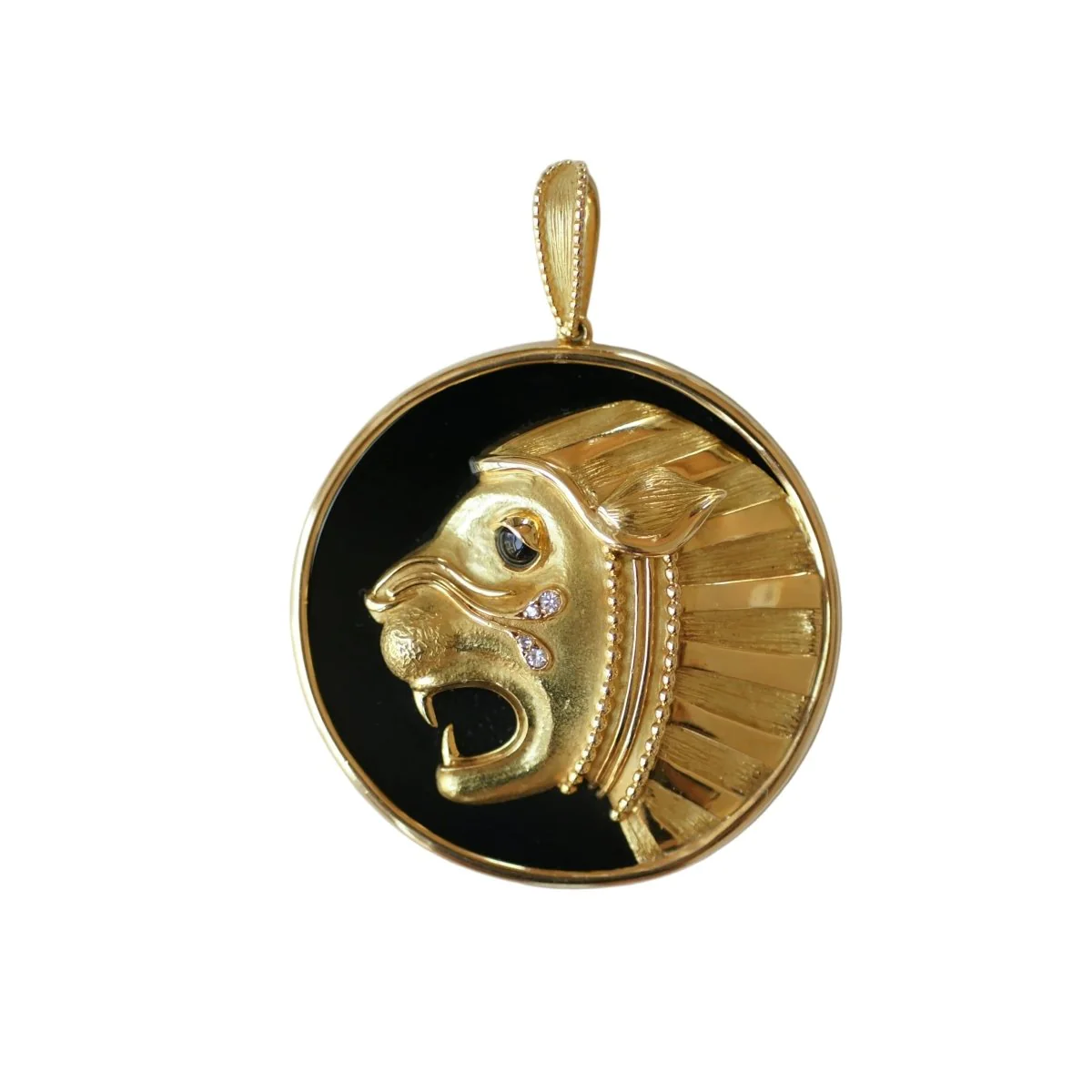 Pendentif JEAN & PIERRE BELLIN en or jaune, onyx et diamants - Image 3