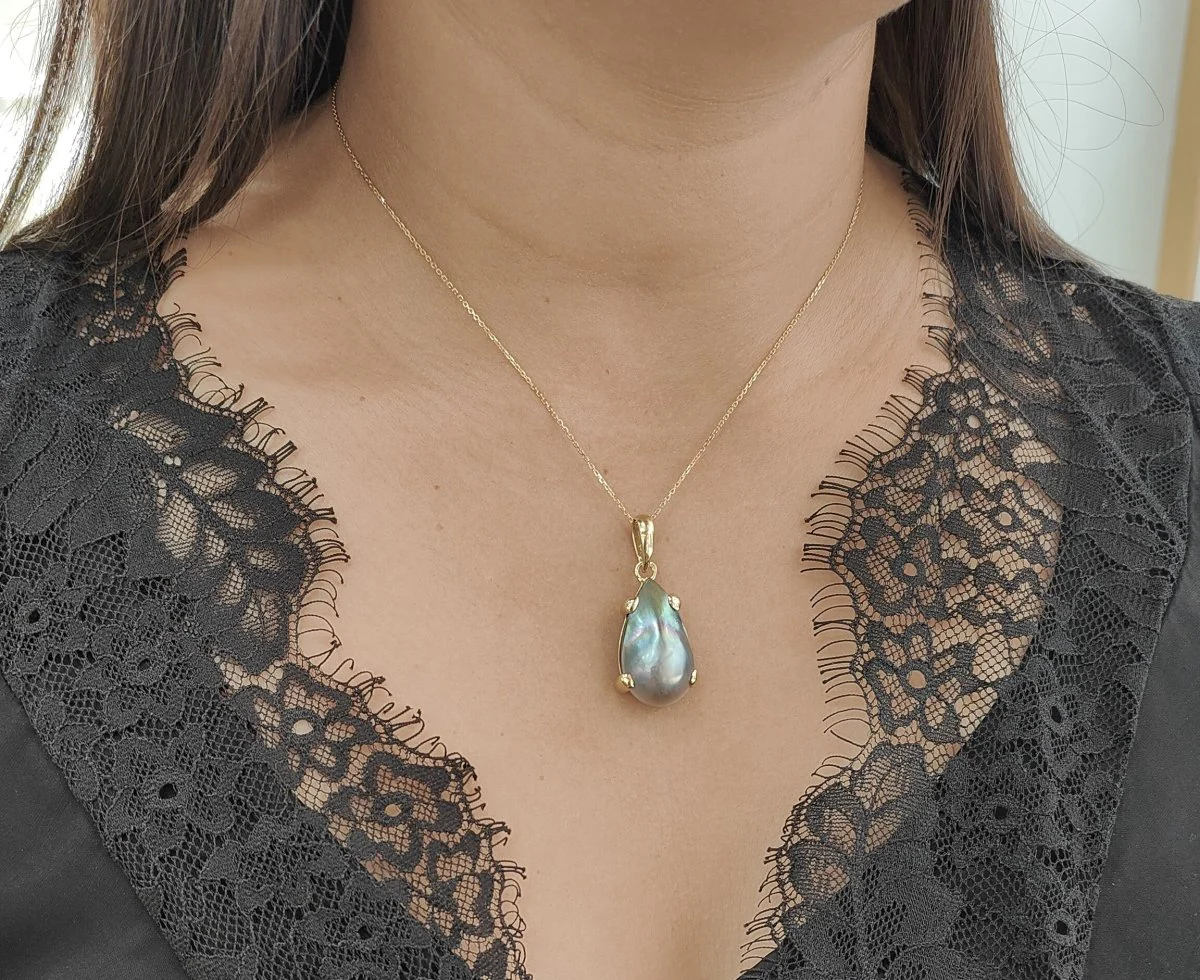Pendentif Mabé de Tahiti en or jaune - Image 2