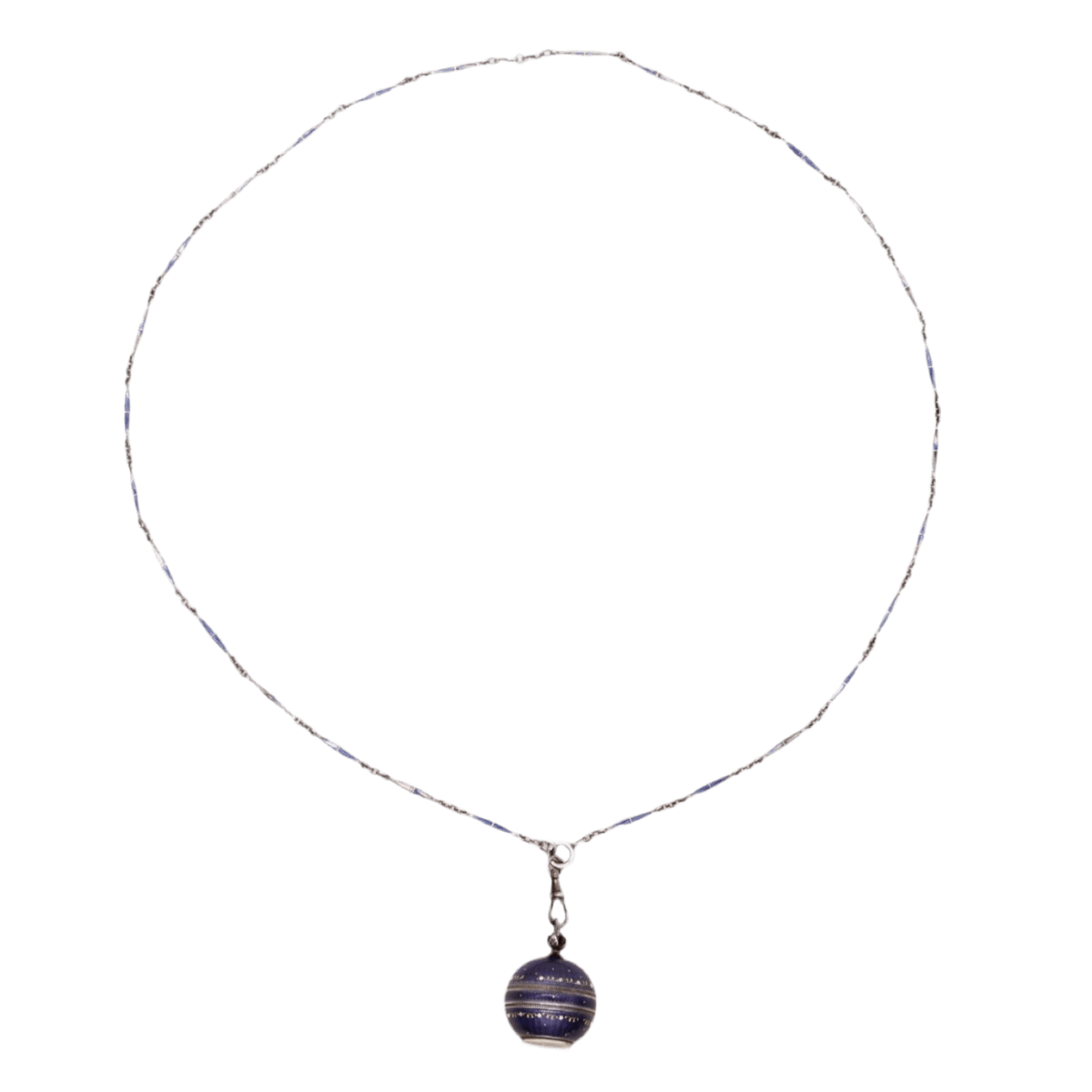 Collier Pendentif montre en or jaune, argent et émail - Image 4