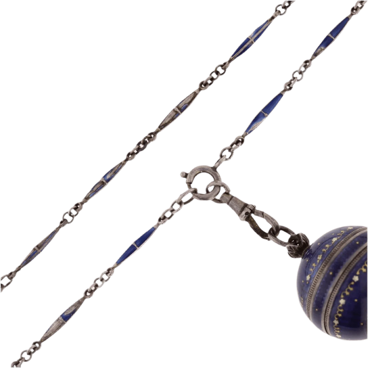 Collier Pendentif montre en or jaune, argent et émail - Image 6