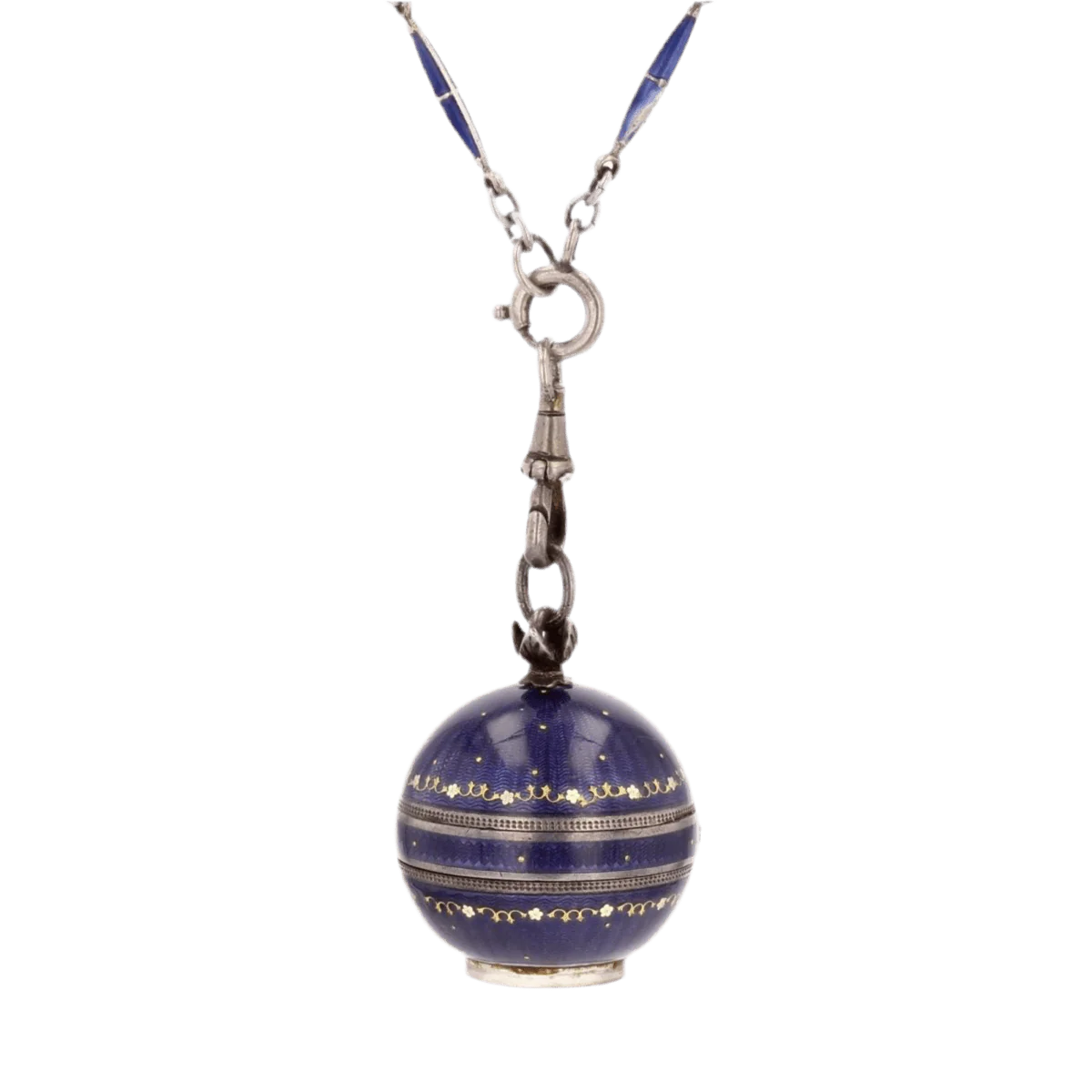 Collier Pendentif montre en or jaune, argent et émail - Image 8